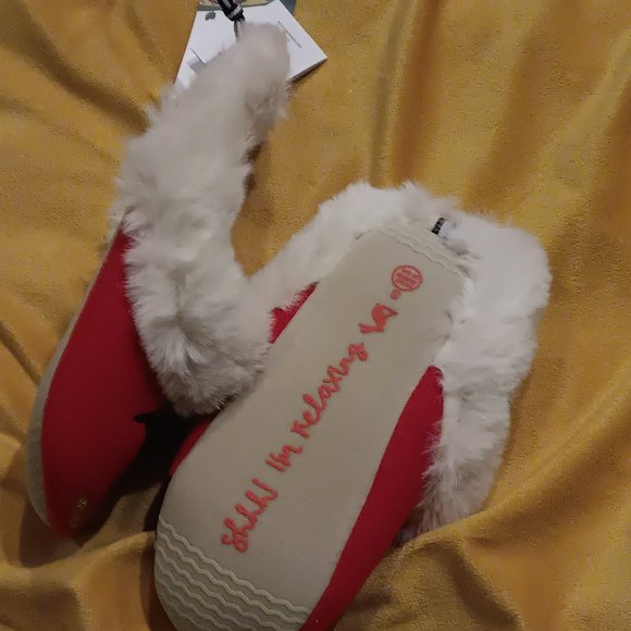 Joules Womens Slippet Luxe Red Fleece Lining Scuff Xmas Dog Slippers - Picture 5 of 5